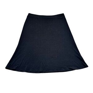 Eileen Fisher Black A-Line Knee Length Skirt Womens M Made In USA